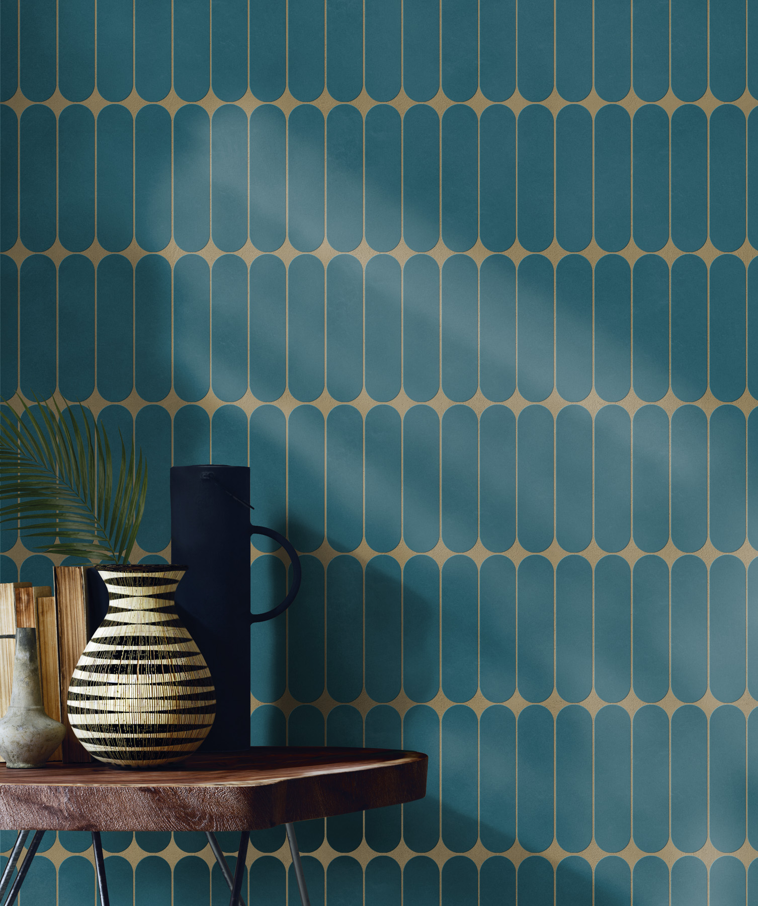 Feinsteinzeug Fliese Zementoptik Blau 60x120 - EMHE599