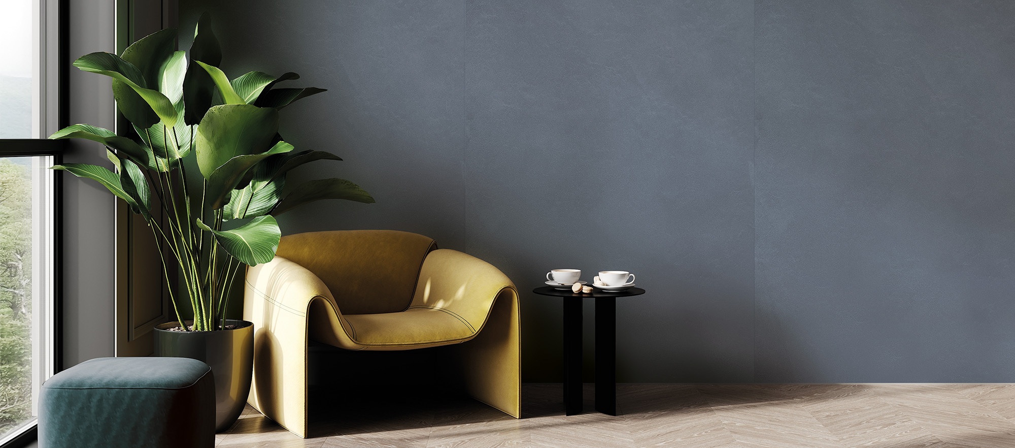 Feinsteinzeug Fliese Betonoptik Dunkelgrau 60x120 - EMMD597