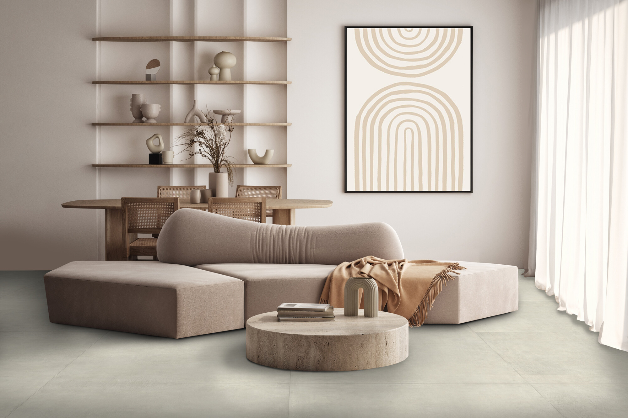 Feinsteinzeug Fliese Betonoptik Weiß 30x60 - EMSW579