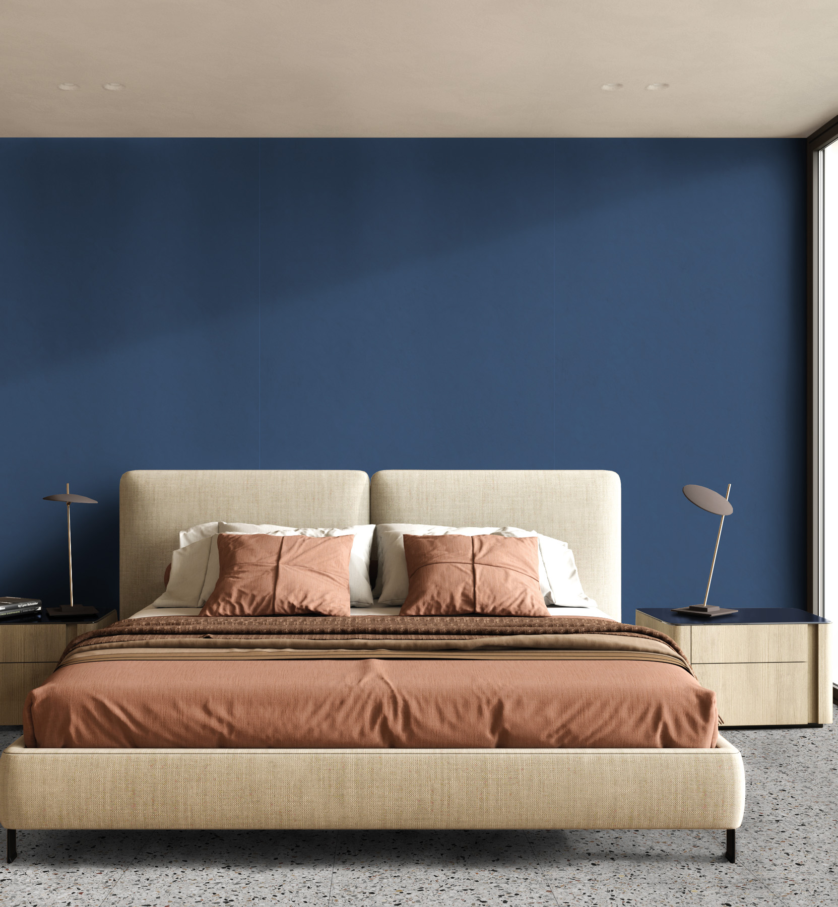 Feinsteinzeug Fliese Zementoptik Dunkelblau 60x120 - EMVO598