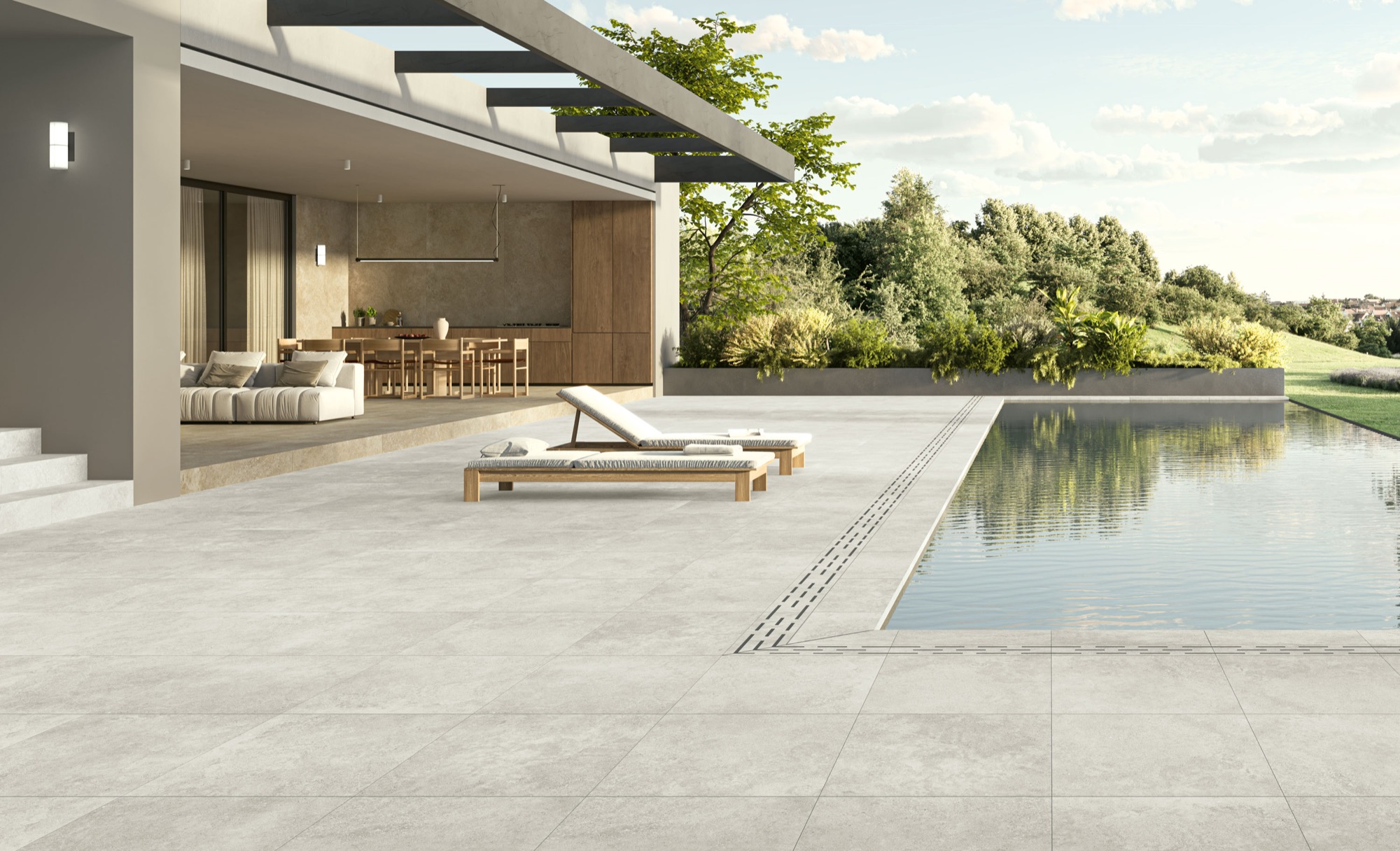 Weiße Feinsteinzeugfliese mit Spachteleffekt, Steinoptik, 20 mm, R11 Rt 60 x 60 – ENCD1666