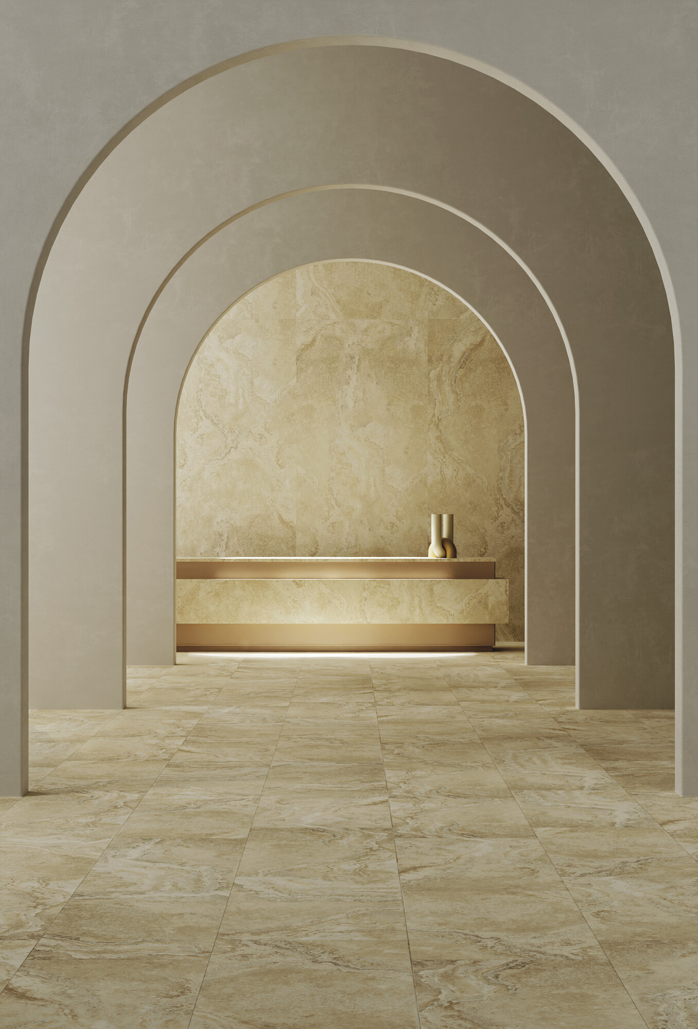 Feinsteinzeug Fliese Travertinoptik Elfenbein Matt 30x60 - ENSC881