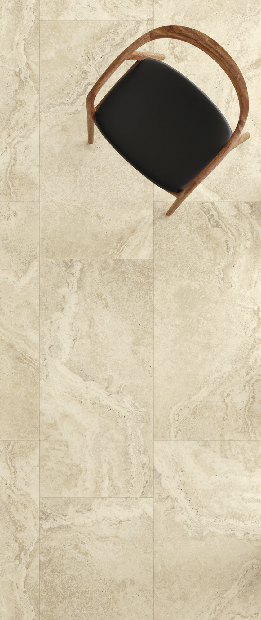 Feinsteinzeugfliese mit Travertin-Marmoreffekt, weiches Elfenbein, rutschfest, 60 x 60 – Ensc147