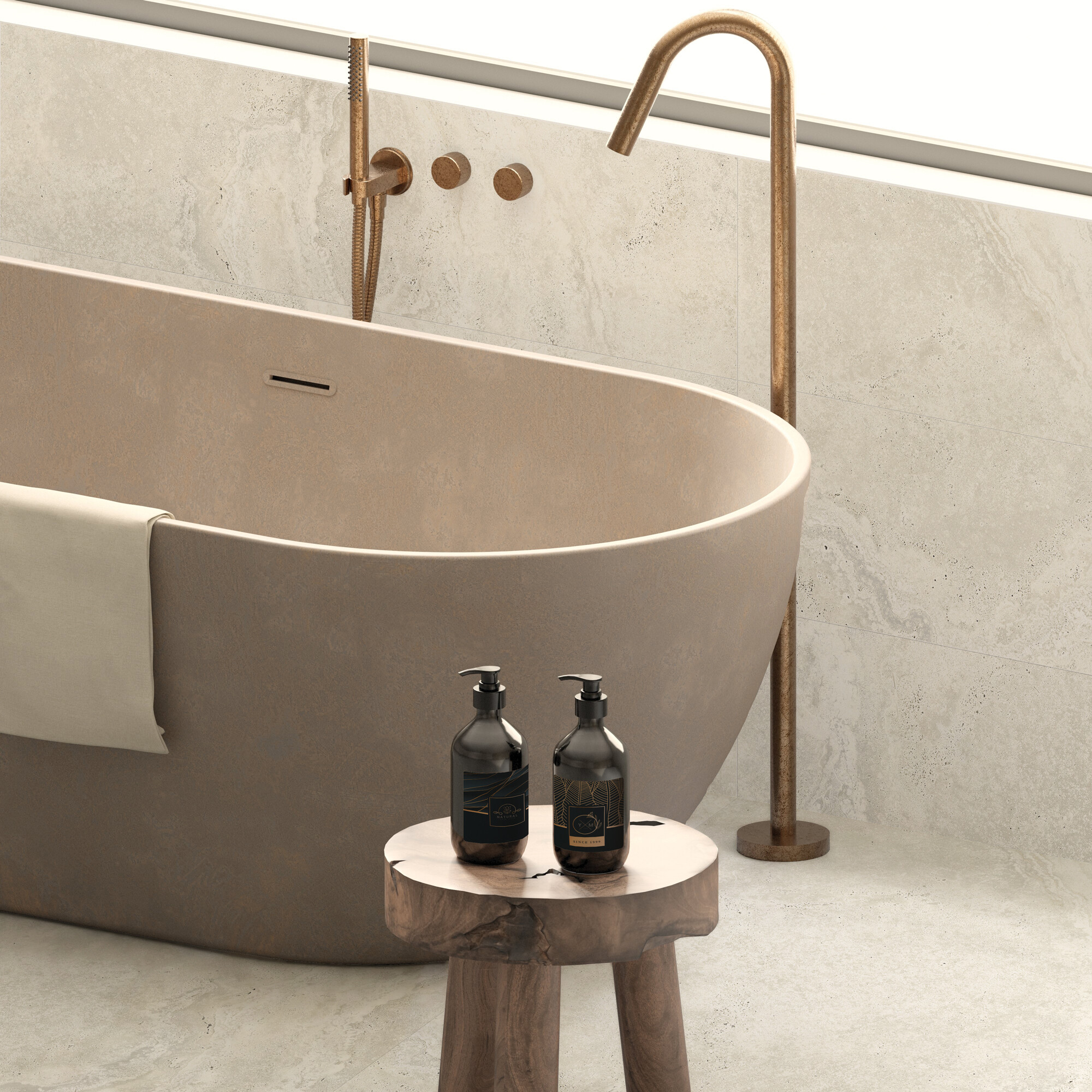 Feinsteinzeug Fliese Travertinoptik Weiß Matt 120x120 - ENSN876