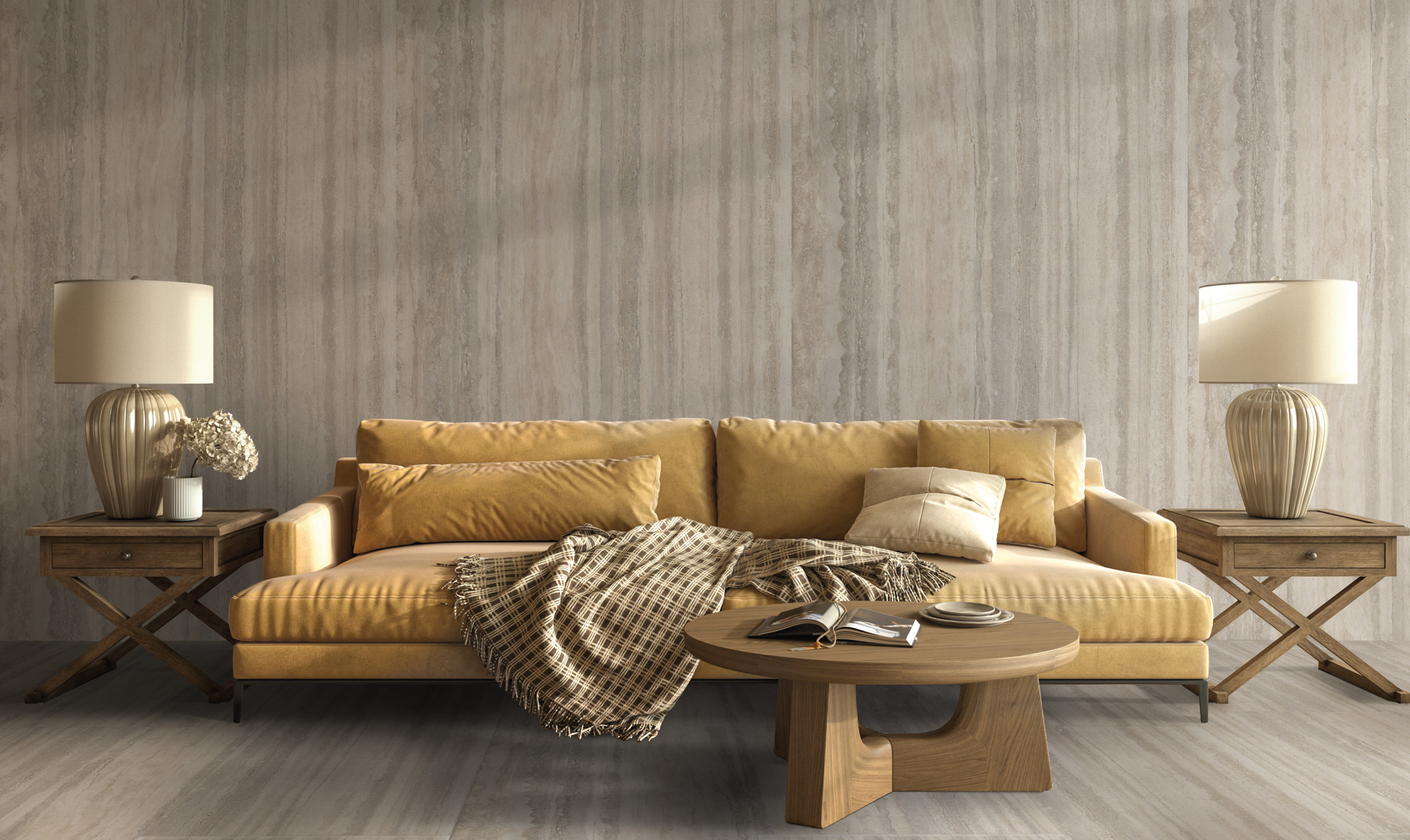 Feinsteinzeug Fliese Travertinoptik Elfenbein Matt 60x60 - ENVC895