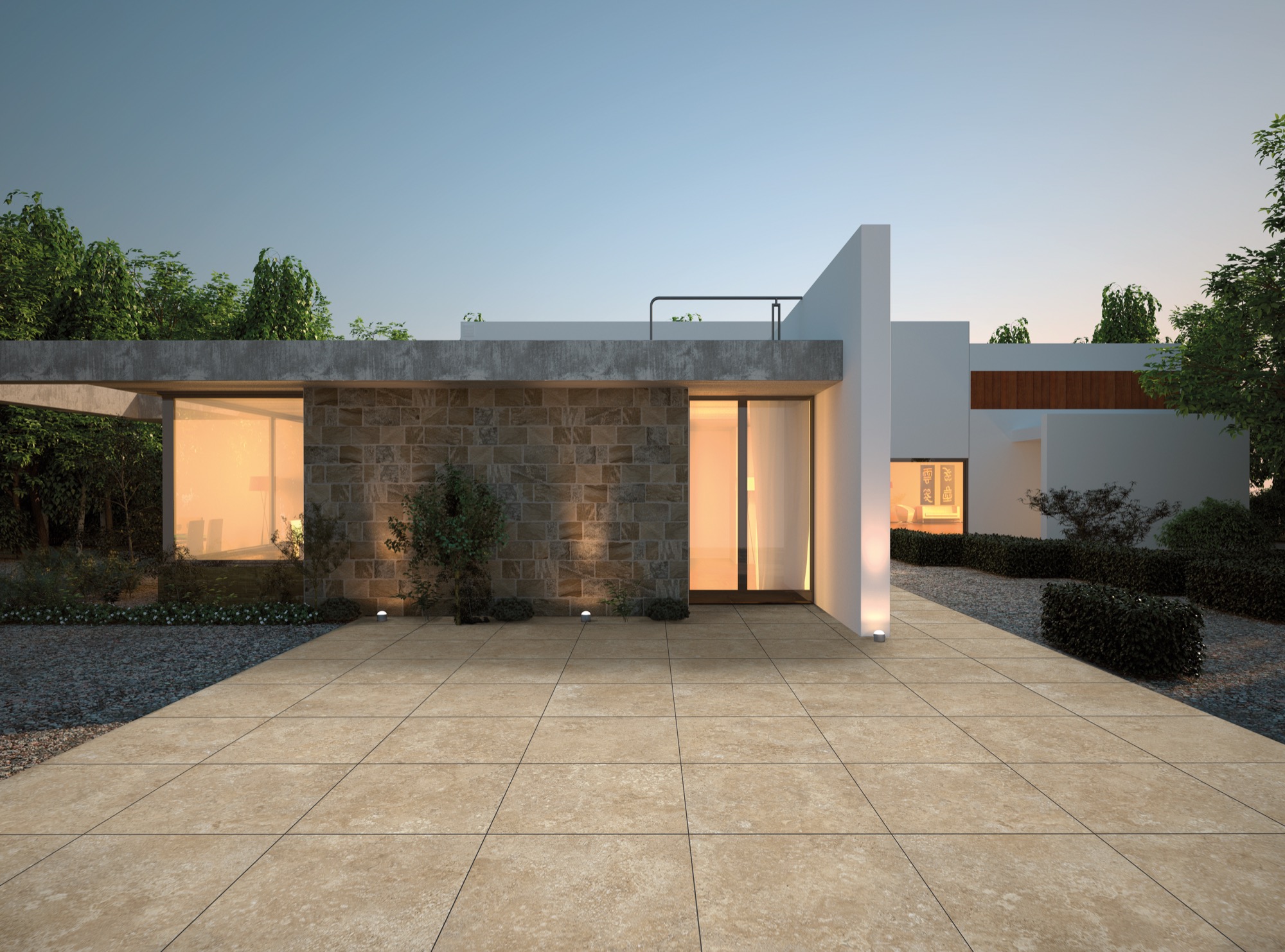 Feinsteinzeugfliesen für den Außenbereich, Steinoptik, rein, 20 mm, Elfenbein, 60 x 60 cm - EO7038