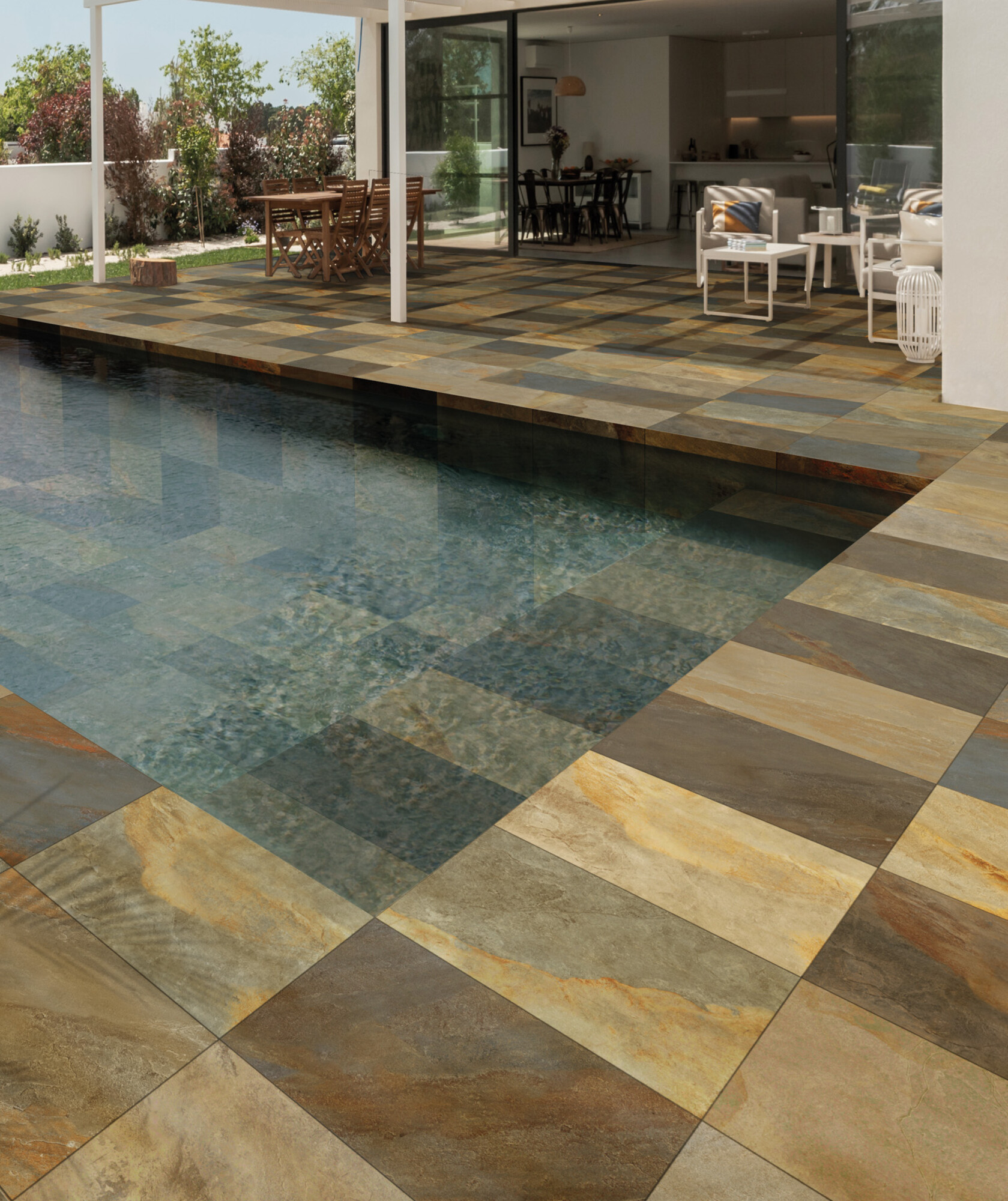 Mehrfarbige rutschfeste Feinsteinzeugfliese in Schiefersteinoptik 60X120 - Epeb1147