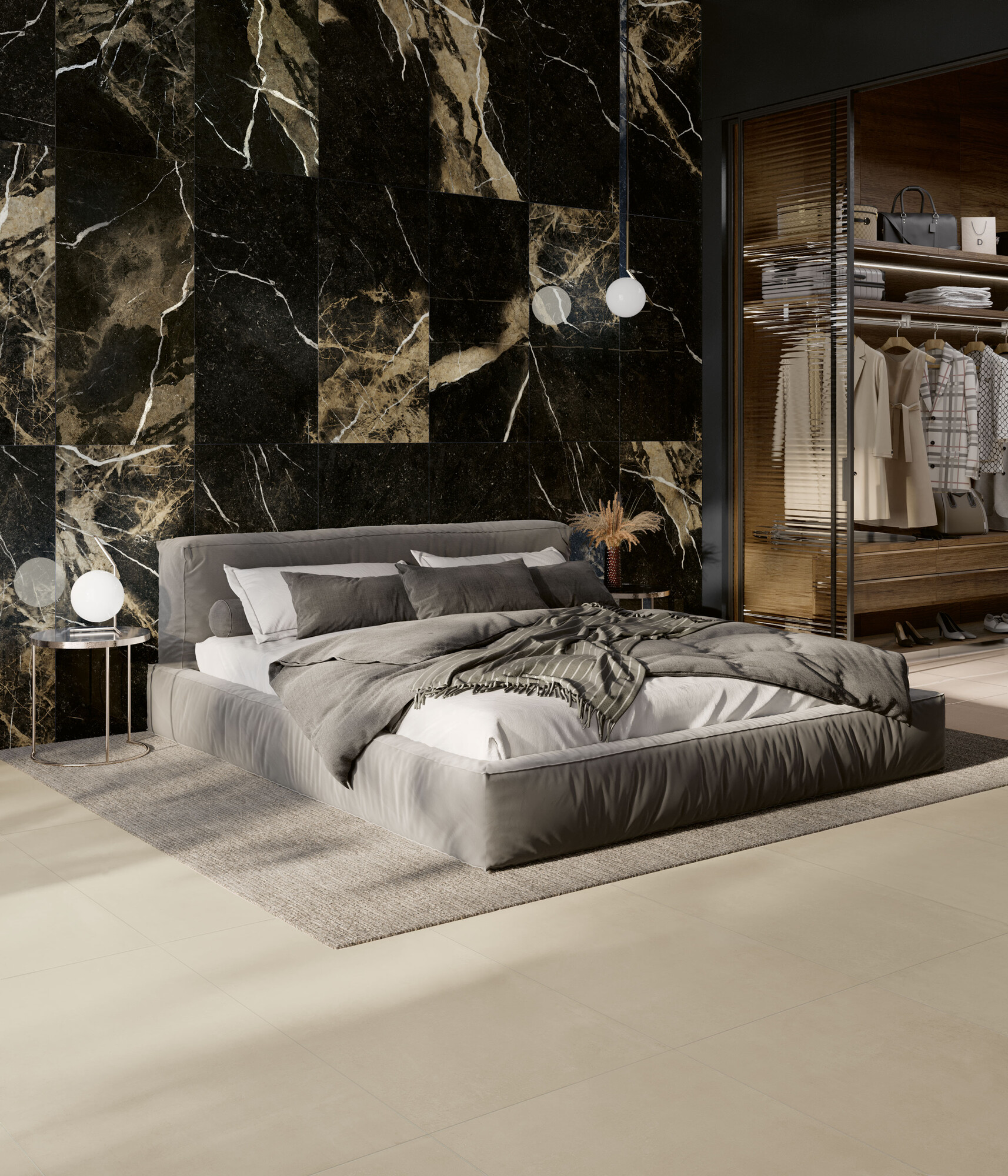 Feinsteinzeug Fliese Marmoroptik Schwarz Matt 60x120 - EPIB163