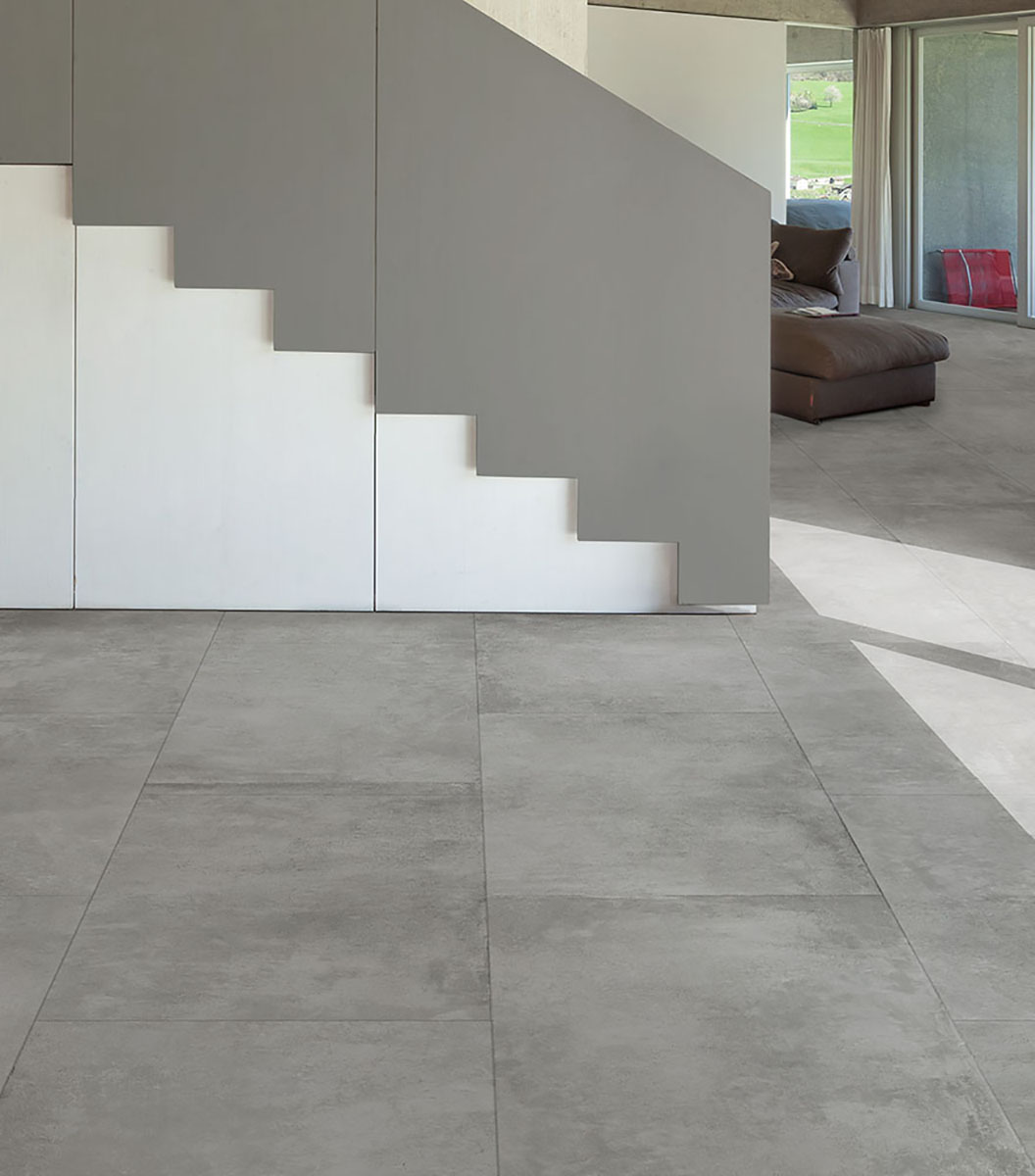 Feinsteinzeug mit gewachster Betonoptik, rutschfest, Rauchgrau, 60 x 120 – Epse659