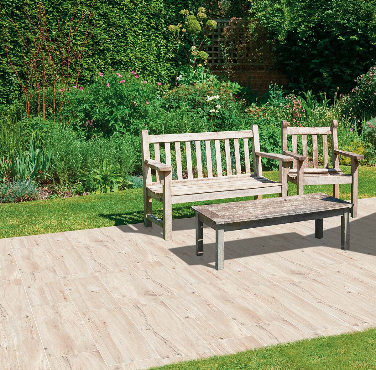 Weiße, rutschfeste Feinsteinzeugfliese in Rohholzoptik, 20 x 120 – Epwe279