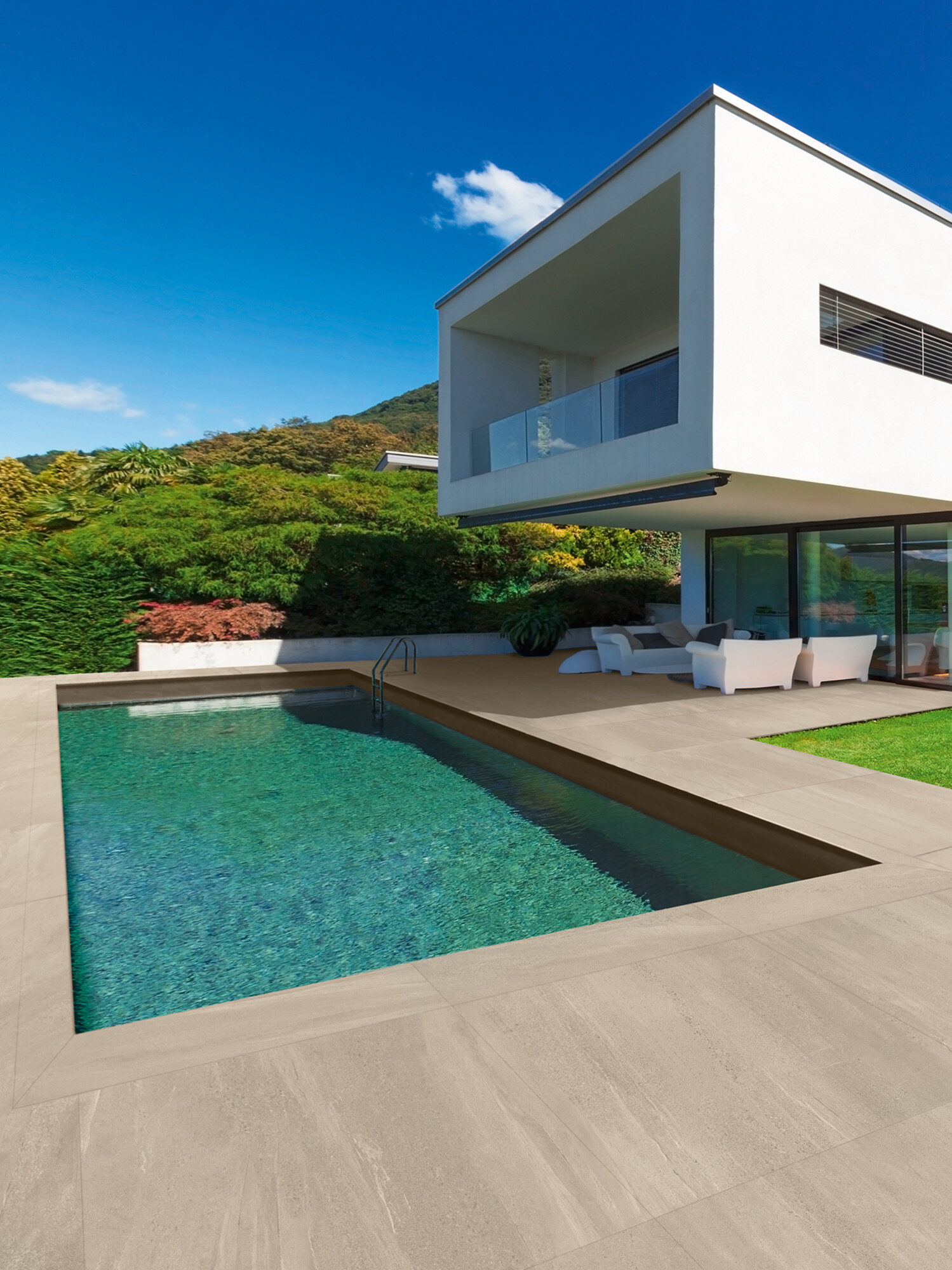 Raffiniertes Feinsteinzeug in Steinoptik, hellgrau, rutschfest, 60 x 120 – Esfa1238