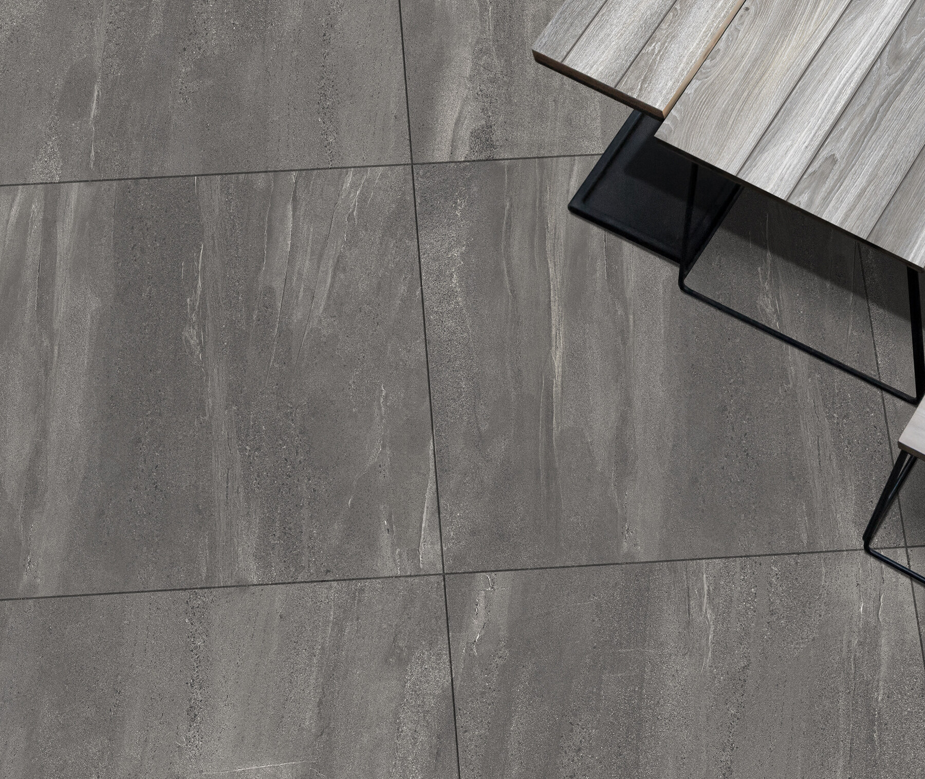 Feinsteinzeugfliese in Anthrazit mit raffiniertem Steineffekt, 20 mm, R11, 60 x 120 – Esga1281