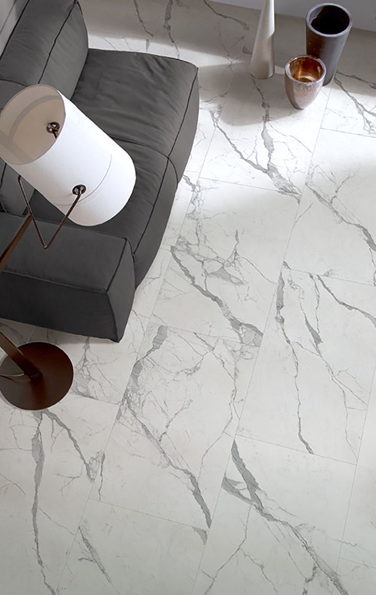 Feinsteinzeug Fliese Marmoroptik Statuario Weiß Matt 60x60 - ESSU949