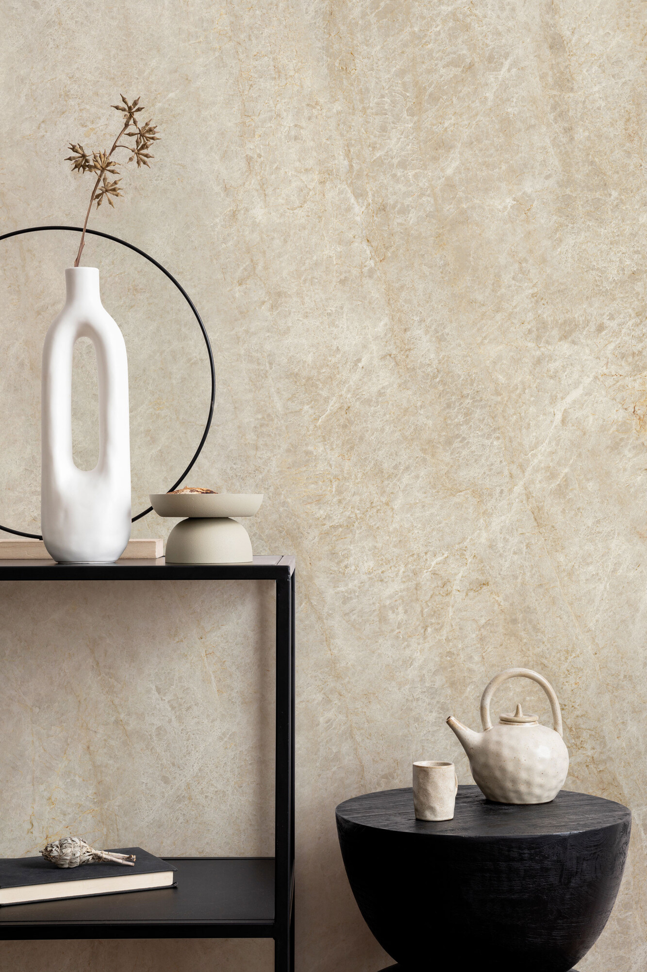 Feinsteinzeug Fliese Marmoroptik Beige Matt 120x120 - ETML1562