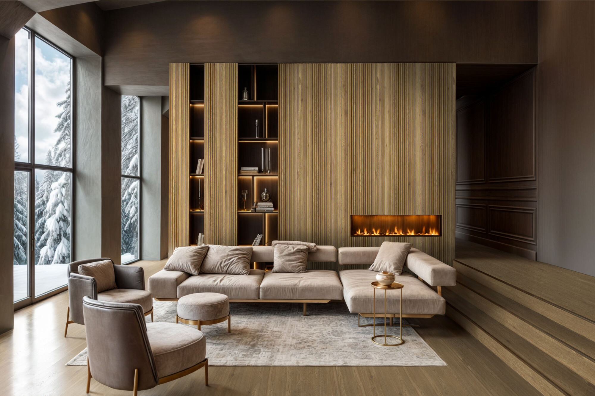 Moderne, elegante Verkleidung aus Feinsteinzeug in Holzoptik in Mattbraun Rt 60x120 - EWAF1675