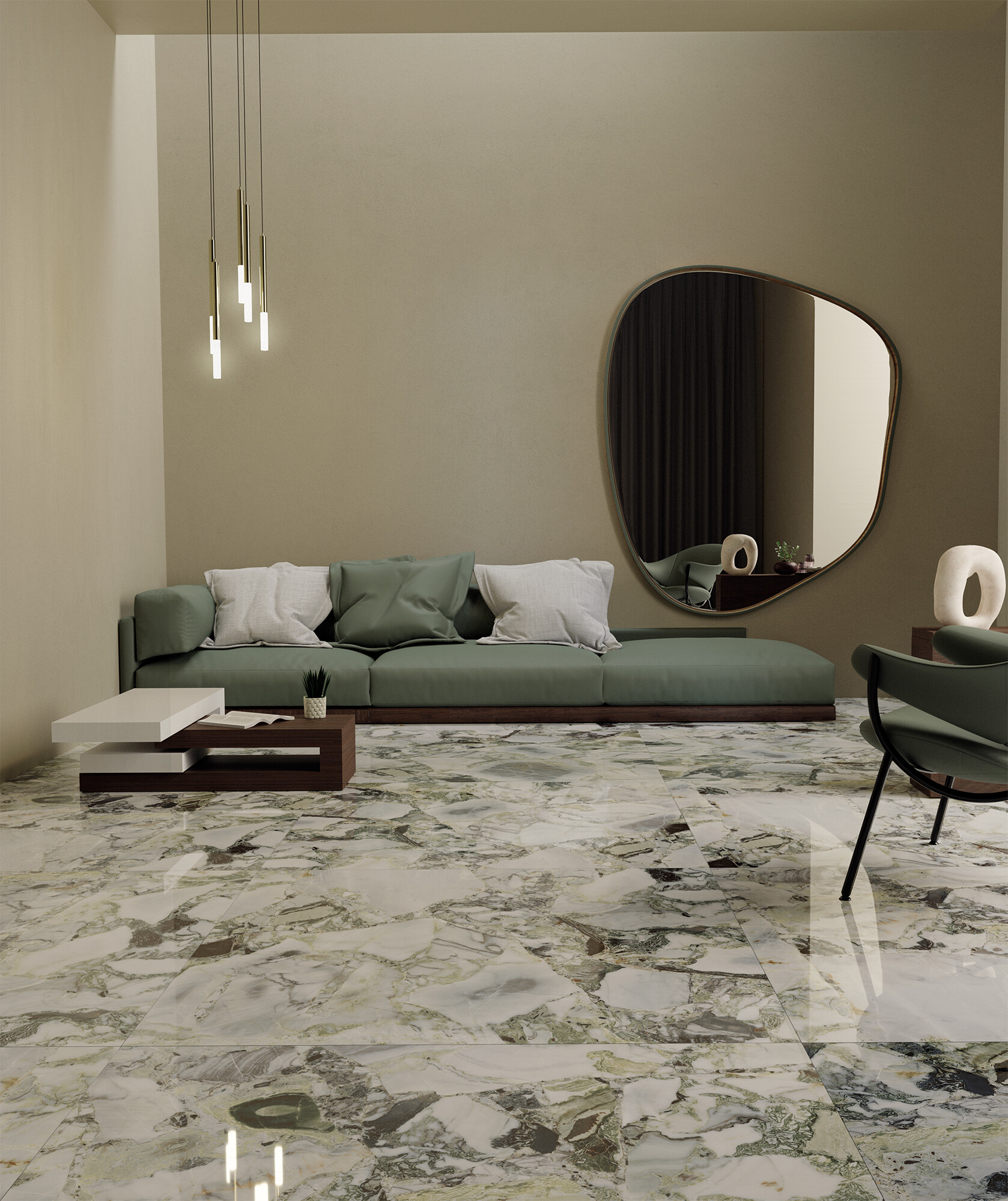 Feinsteinzeug Fliese Marmoroptik Ozean Weiß Weiß Poliert 60x120 - EWHB199