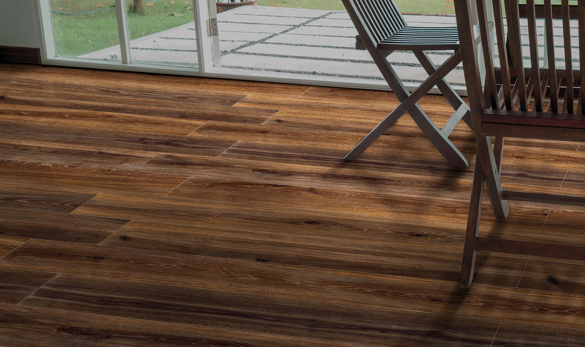 Feinsteinzeug Fliese Holzoptik Braun 20x120 - EWKC1452