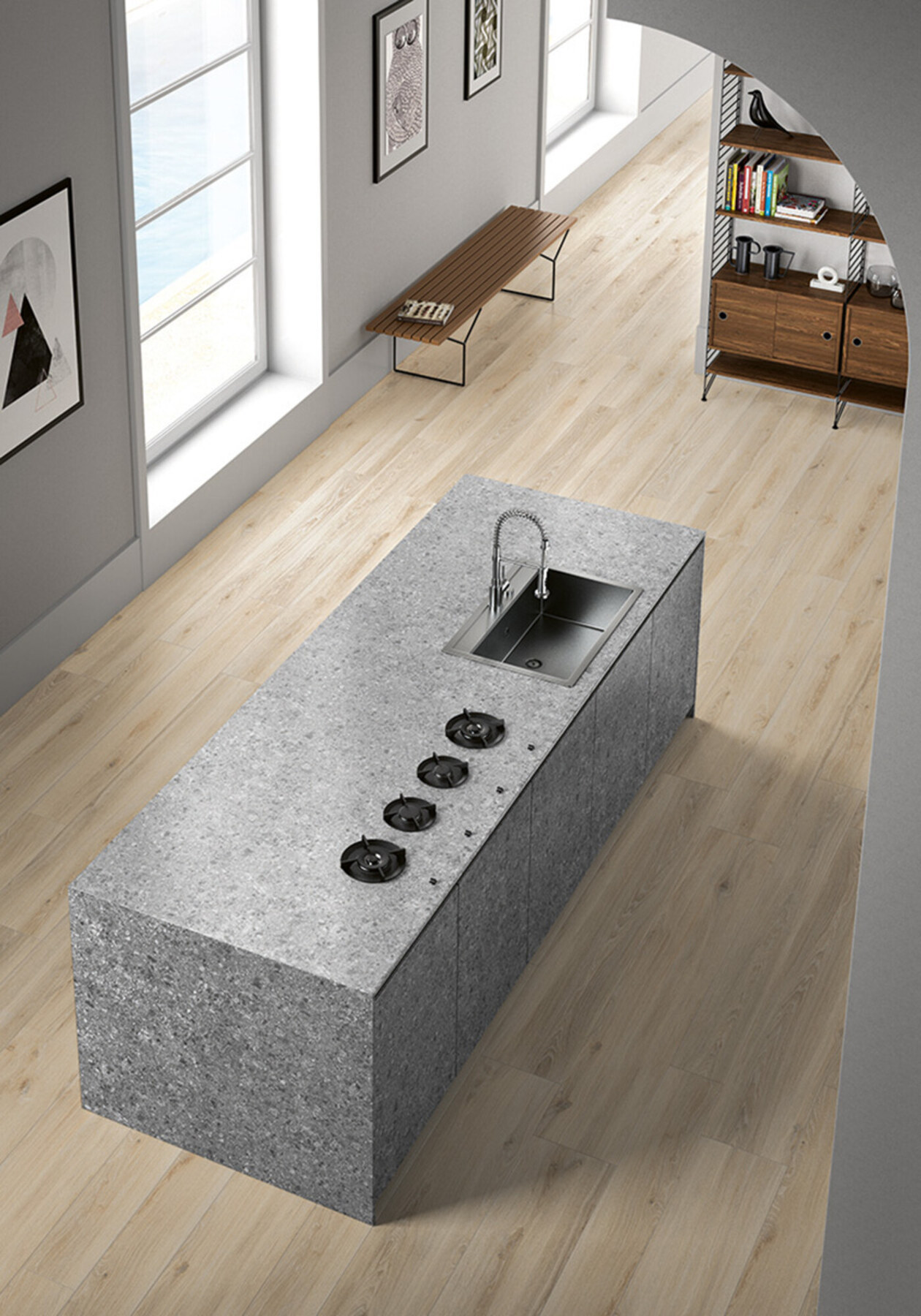 Feinsteinzeug Fliese Holzoptik Beige 20x120 - EWKL1446