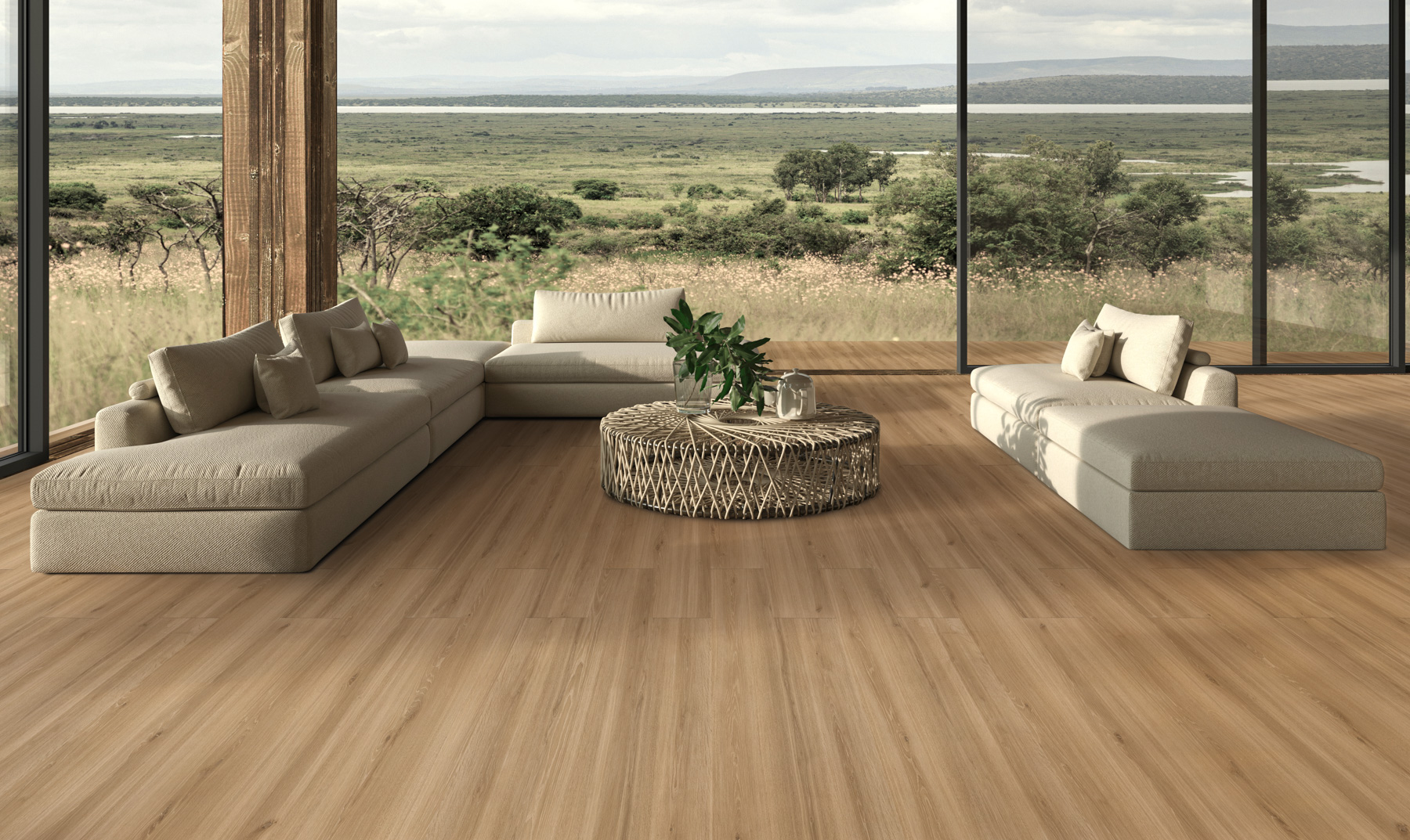 Feinsteinzeug Fliese Holzoptik Honig 20x120 - EWKO1448