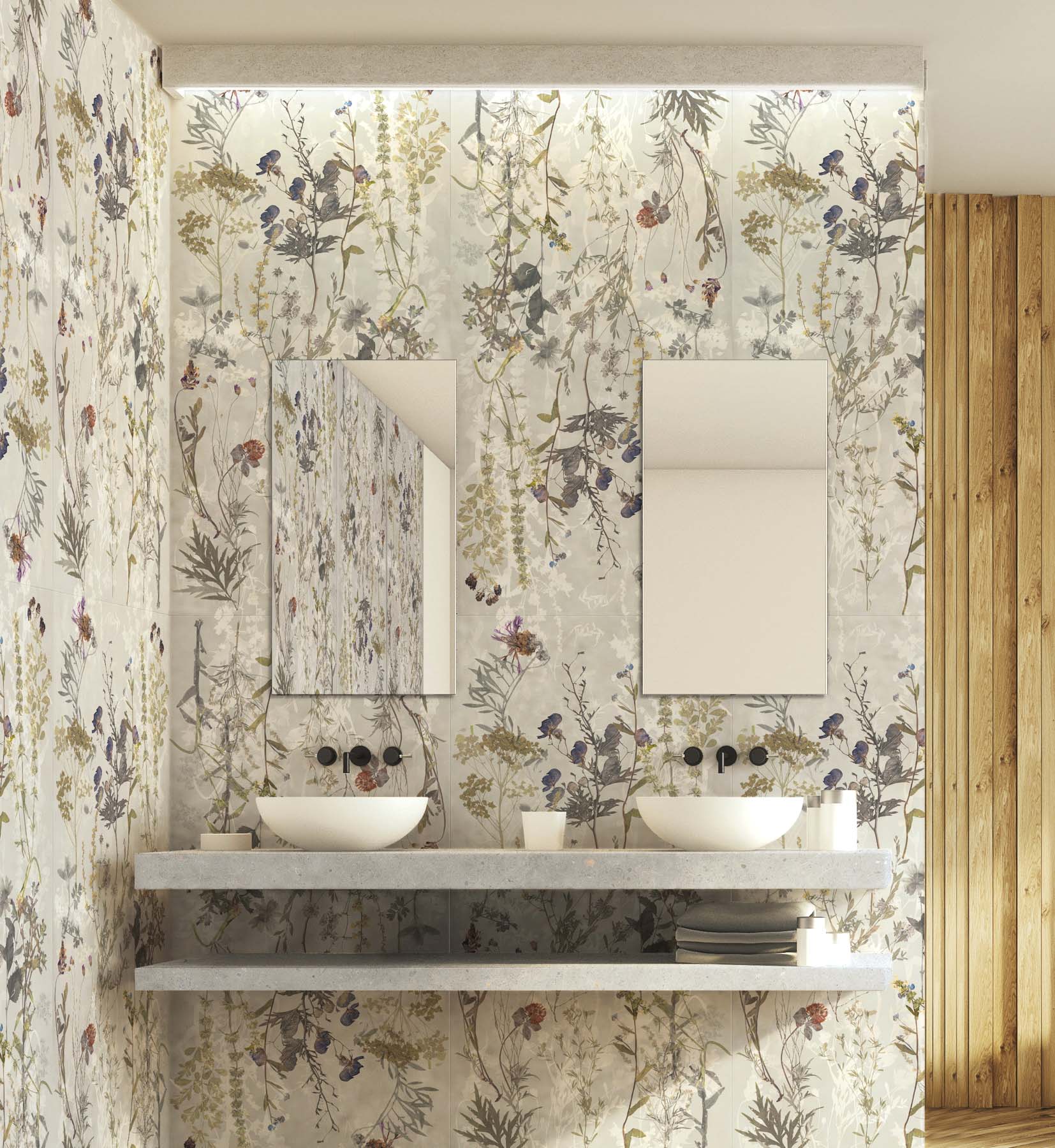 Dekorierte beige Wandfliese aus Feinsteinzeug 60X120 - EWTG1496