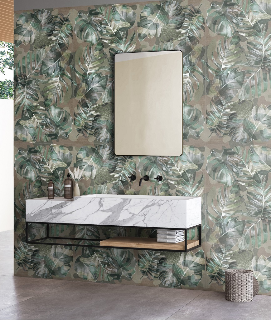 Dekorierte grüne Wandfliese aus Feinsteinzeug 60X120 - EWTK1494