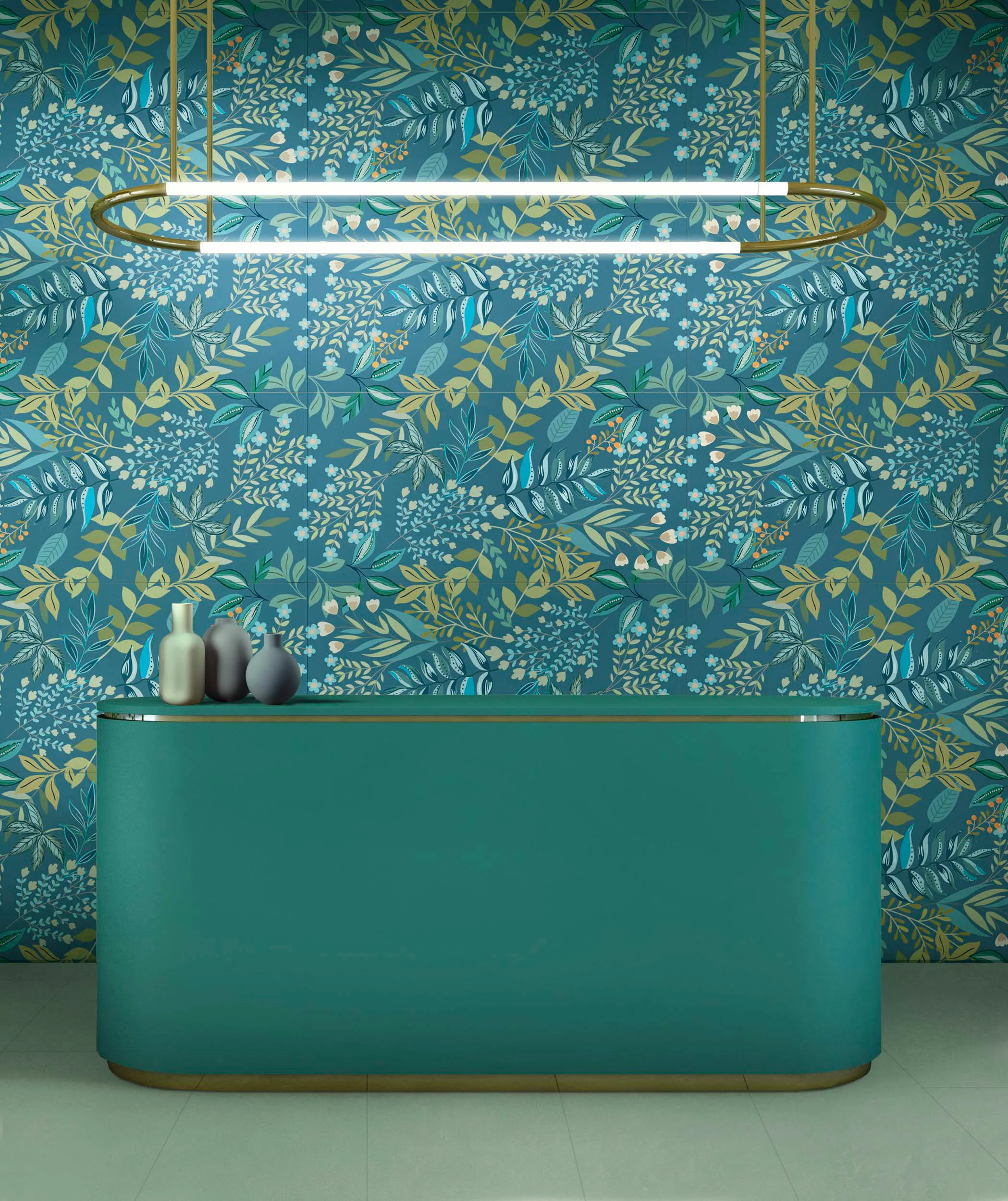 Dekorierte blaue Wandfliese aus Feinsteinzeug 60X120 - EWTM1498