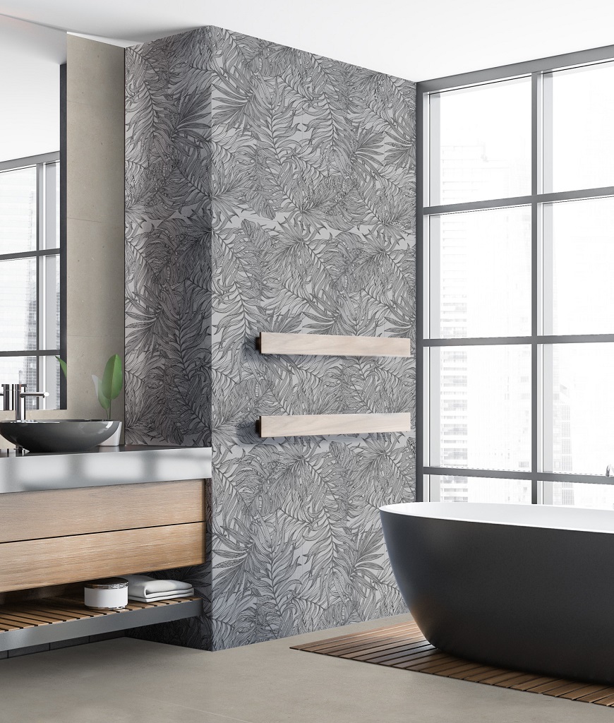 Dekorierte graue Wandfliese aus Feinsteinzeug 60X120 - EWTP1495