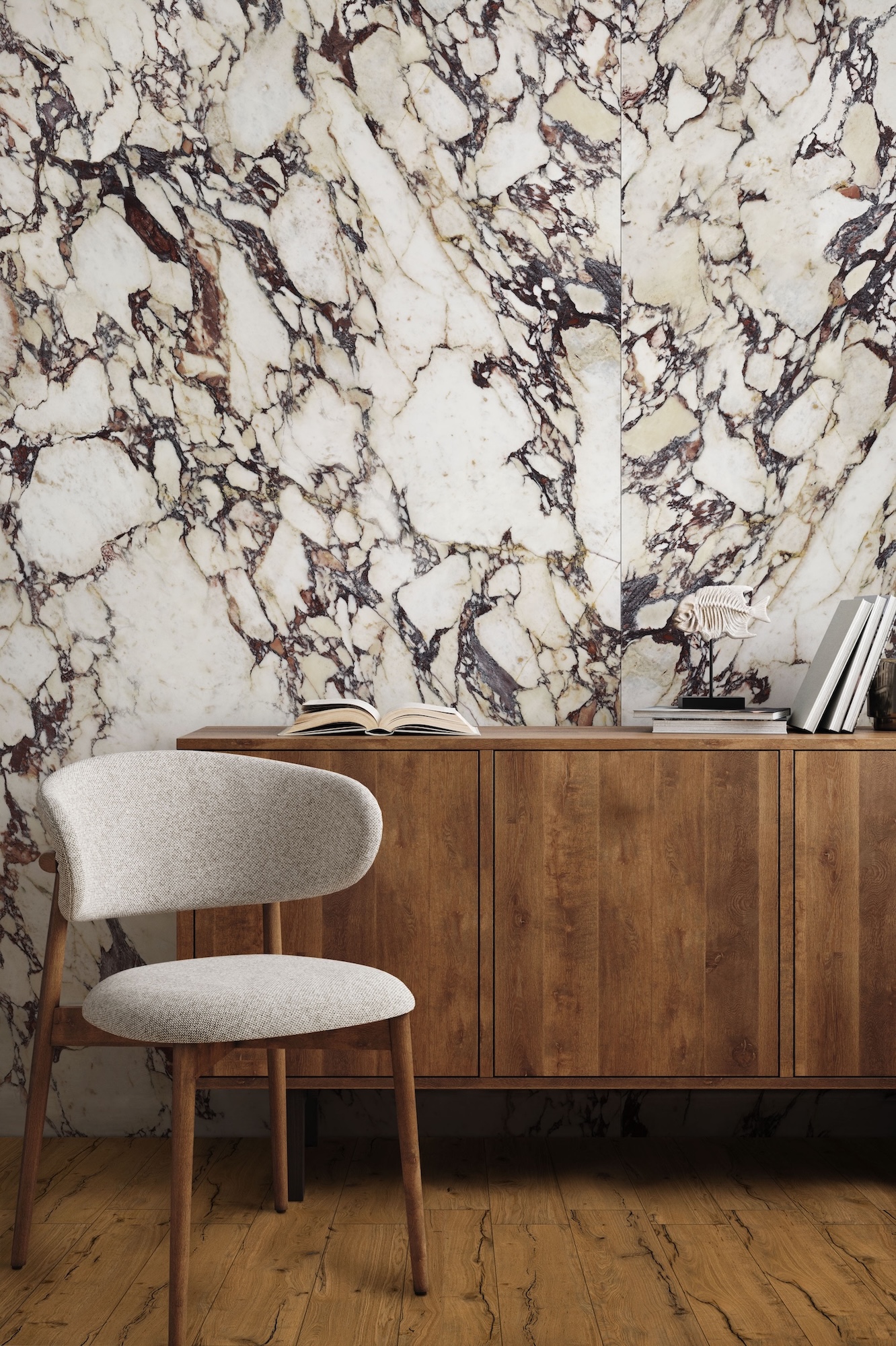 Feinsteinzeug Fliese Calacatta Violett Glänzend 120x120 - ECVA1544