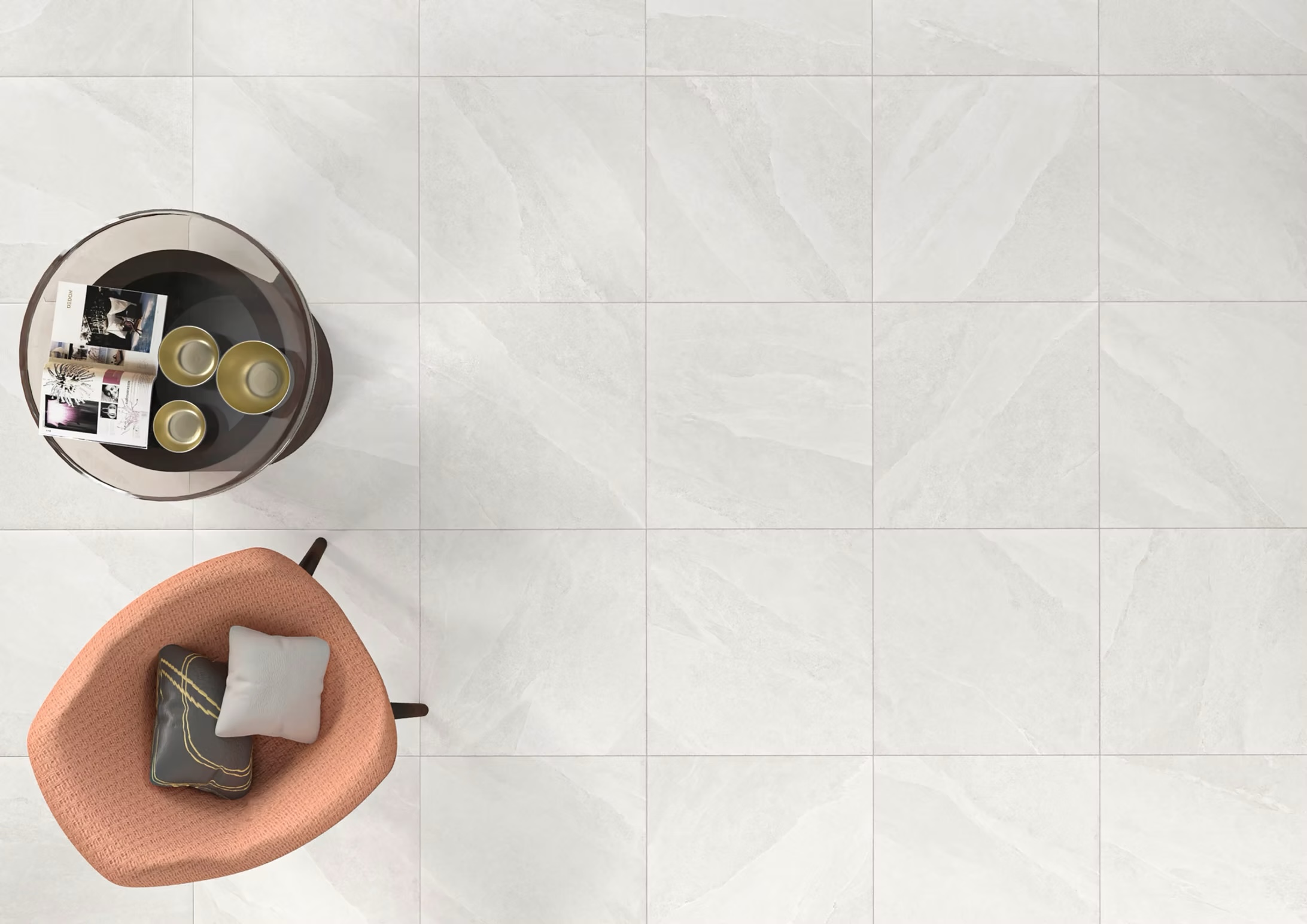 Feinsteinzeug Schieferoptik Elfenbein 90x90 - PTGP-0016